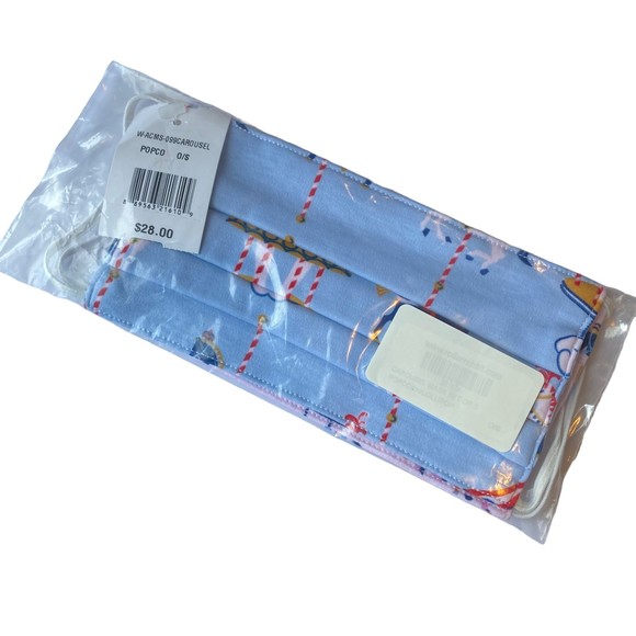 Roller Rabbit Carousel Adult Blue Pink Face Masks Set of 2 NWT - Picture 3 of 5
